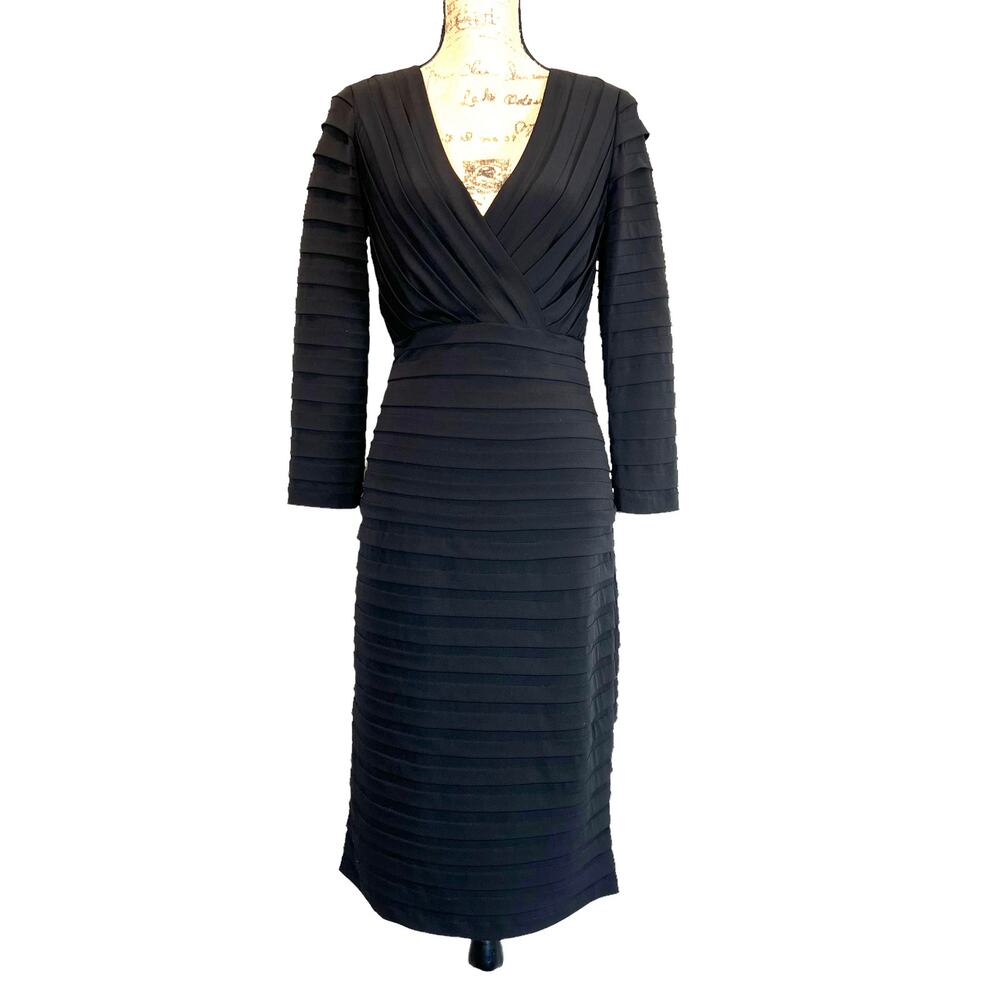 Tadashi Collection Banded Shutter Pleat Cocktail Dress Black Women's S
